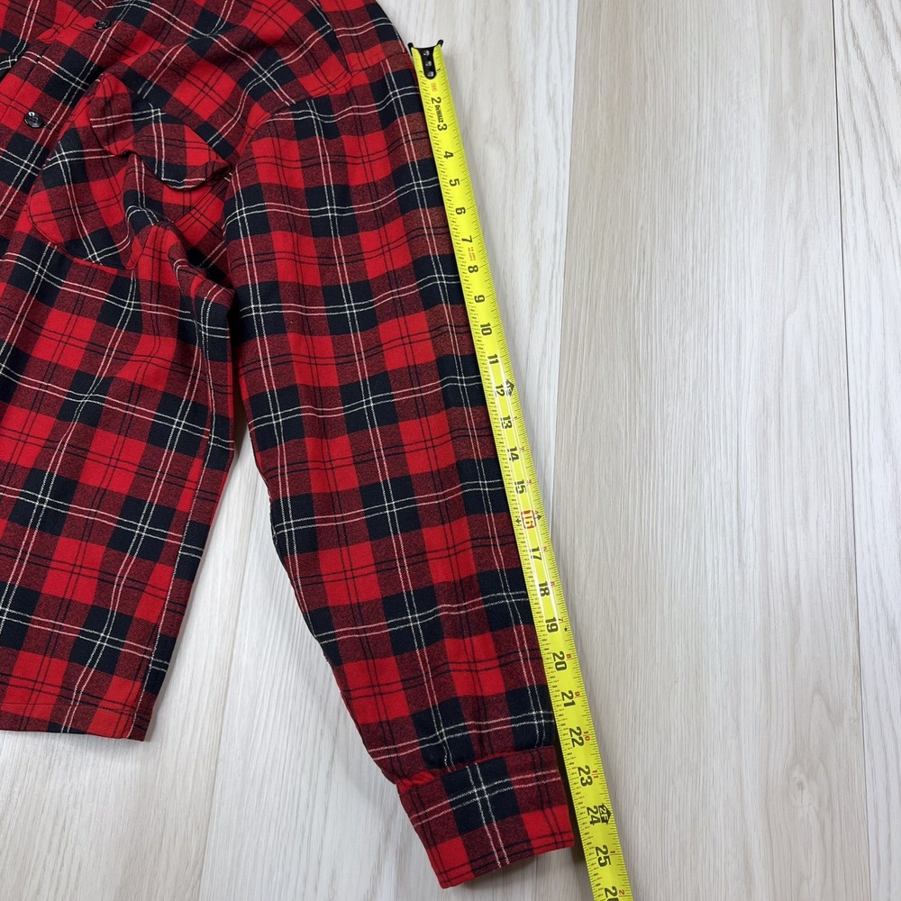 Pendleton Long Sleeve Button Up Wool Flannel Shirt Mens Size Medium Red Plaid - Picture 6 of 10